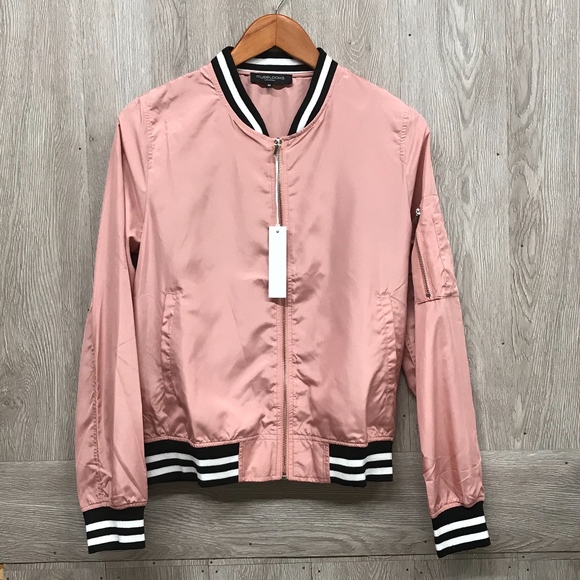 Back2Basics Jackets & Blazers - Dusty Mauve Striped Banded Bomber  HP 8/10